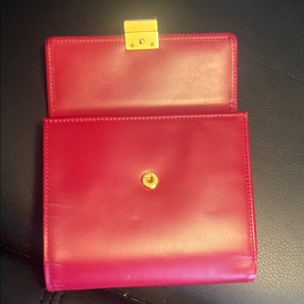 Givenchy Red Leather Envelope Clutch with Gold Emblem - Picture 3 of 12